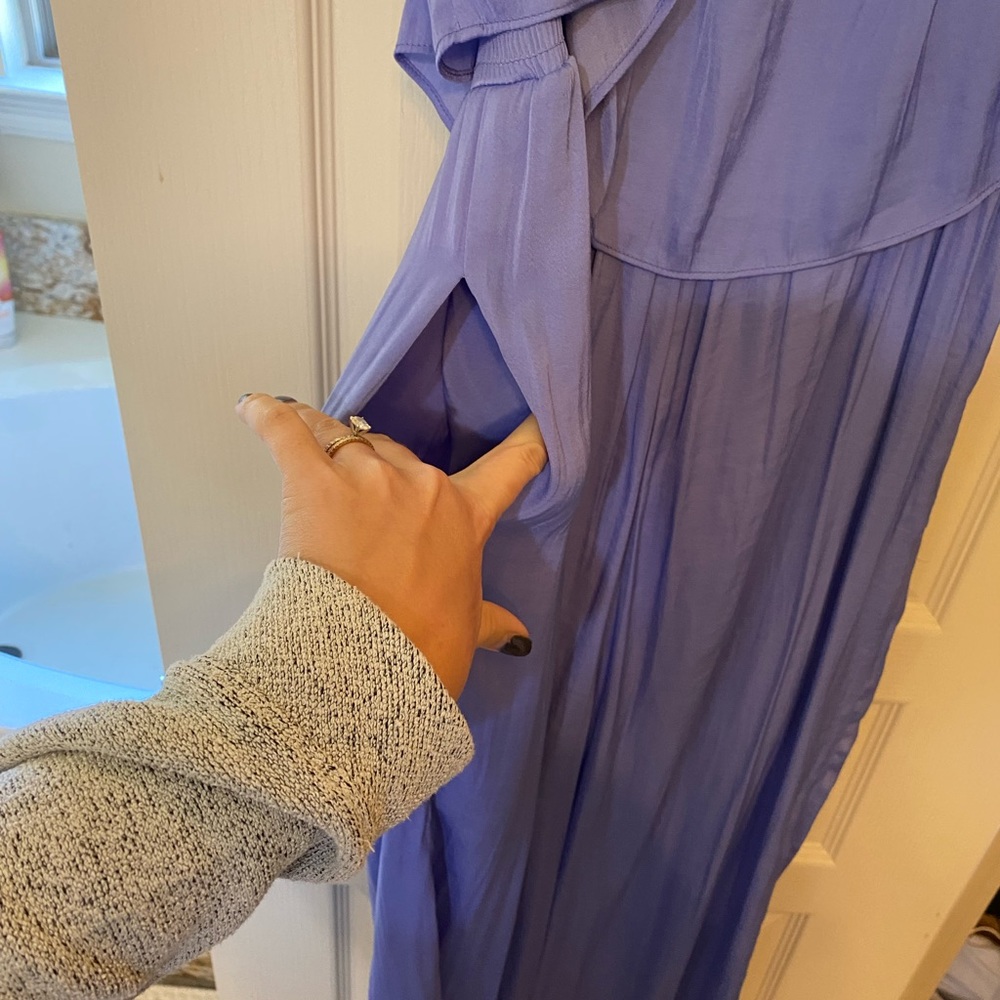 Blue strapless jumpsuit